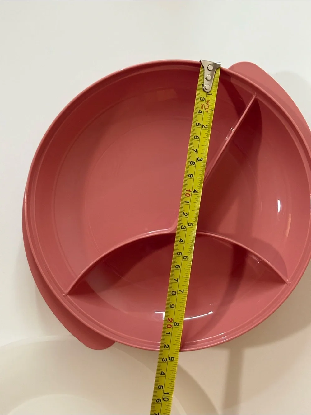 Vtg Tupperware Divided 3 SlotReheatable Plate W/White Lid suctionDusty Rose 8.5